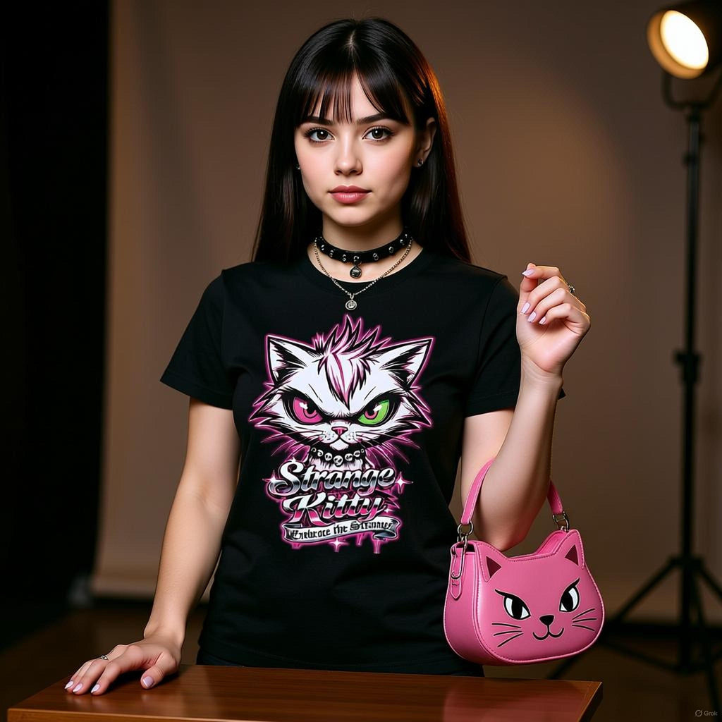 Strange Kitty - Heavyweight Unisex Crewneck T-shirt | Gildan® 5000
